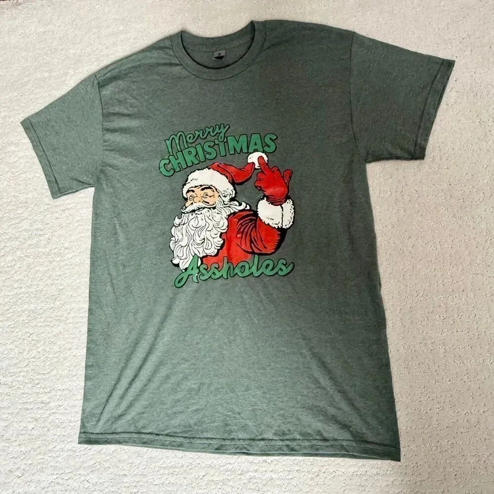 Gildan Heavy Cotton Ugly Christmas Short Sleeve T Shirt Merry Christmas A$$holes
